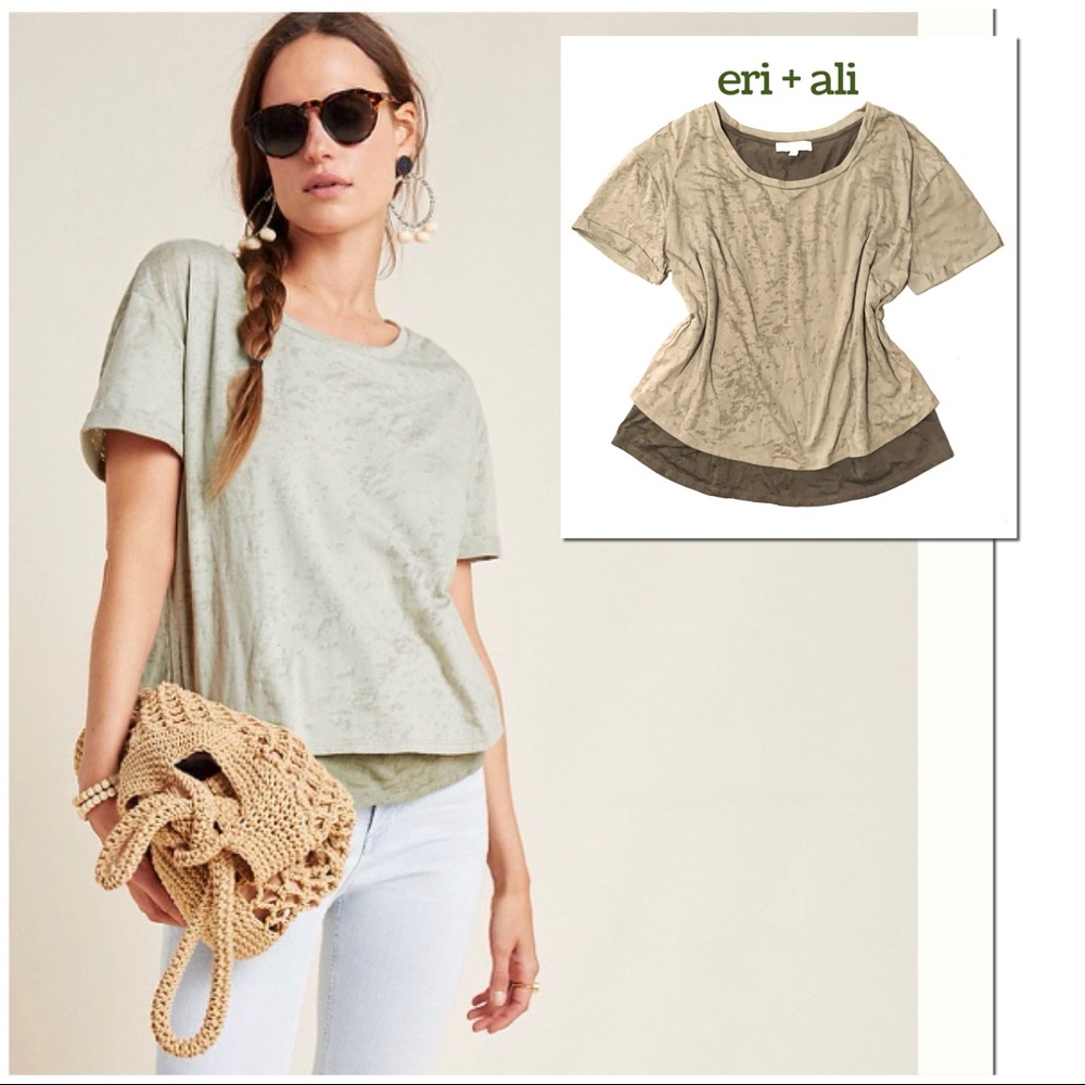 Anthropologie Eri+Ali Lala Layered Burnout Tee SzM